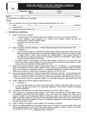 Farm and Ranch Purchase Agreement Addendum
