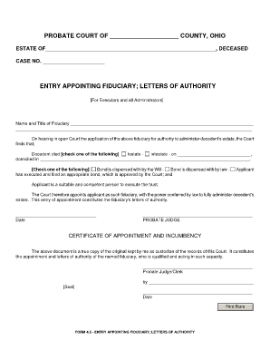 County, ohio entry appointing fiduciary; letters of ... - Supreme Court - supremecourt ohio