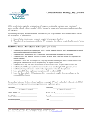 Curricular Practical Training (CPT) Application