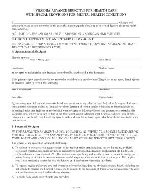 2012 Virginia Advance Directive Form Simplified Combined - vsb