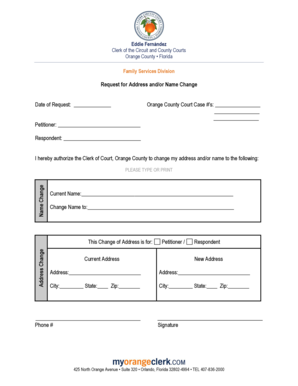 Request for Address and/or Name Change