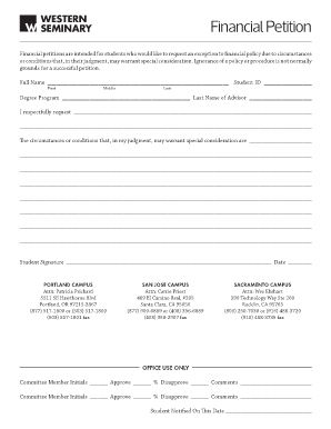 Financial Petition Form