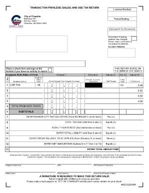 City of Chandler Sales and Use Tax Return
