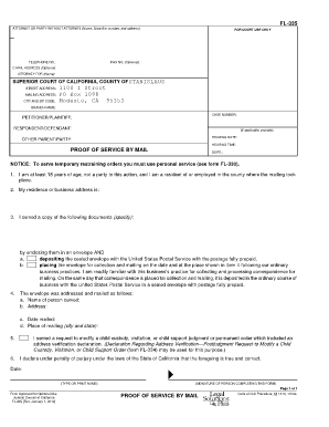 California Proof of Service by Mail Form
