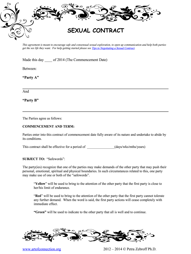 Contract Sex Fill Online Printable Fillable Blank Pdffiller
