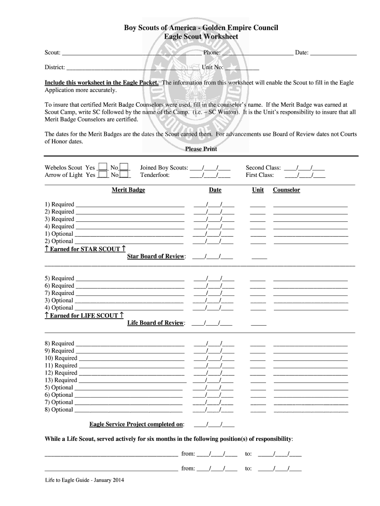 eagle guide worksheet Preview on Page 1