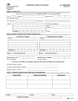 UK Medical Fitness to Drive Questionnaire