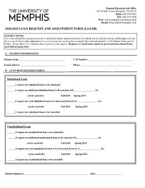 2014-2015 Loan Request and Adjustment Form