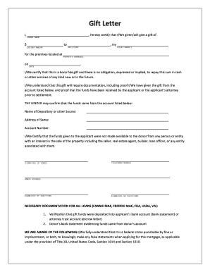 Gift Letter for Mortgage