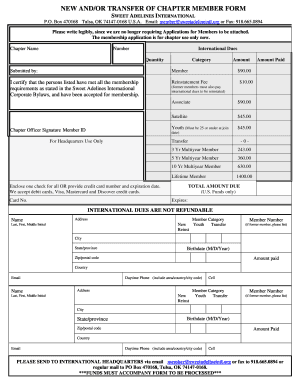 Sweet Adelines International Chapter Member Form