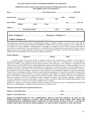 Fulton County Student Athletic Participation Form
