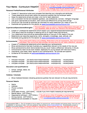 student cv template pdf form