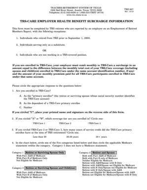 TRS-Care Employer Health Benefit Surcharge Form