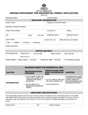 City of Charlotte Zoning Supplement for Residential Permit Application