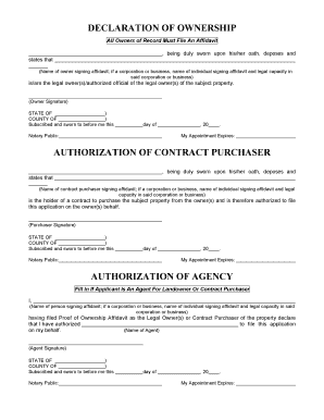 Declaration of Ownership and Authorization of Contract Purchaser