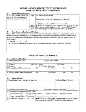 Georgia Uniform Certification Program Application