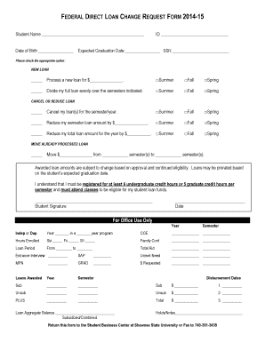 Federal Direct Loan Change Request Form