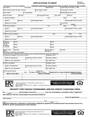 California Tenant Rental Application