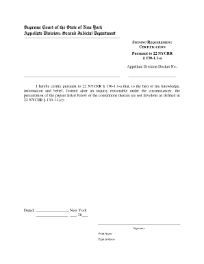 New York Appellate Division Certification