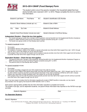 SNAP (Food Stamps) Verification Form