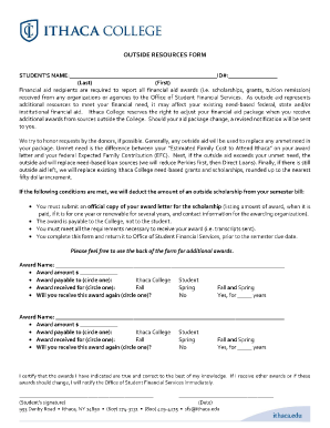 Outside Resources Form