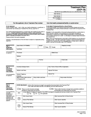Ontario Treatment Plan Form OCF-18