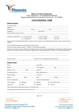 Yacht Insurance Proposal Form