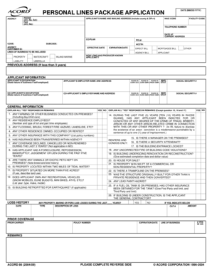 Personal Lines Package Application