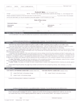 New Jersey Plea by Mail Form