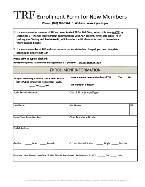 TRF Enrollment Form for New Members