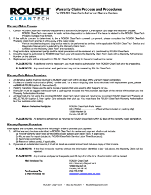 ROUSH CleanTech Warranty Claim Form