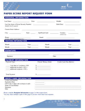 MCAT Paper Score Report Request Form