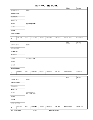 Non Routine Work Form
