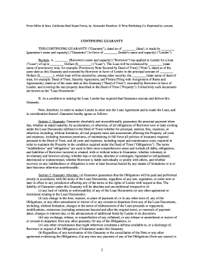 California Continuing Guaranty Agreement