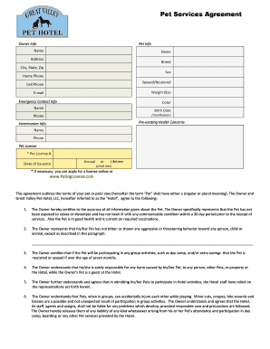 Pet Services Agreement