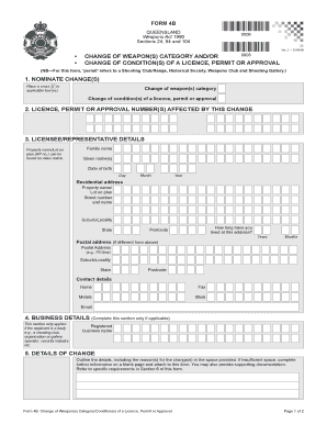 Queensland Weapons Licence Change Form