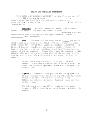 Lease and Sublease Agreement
