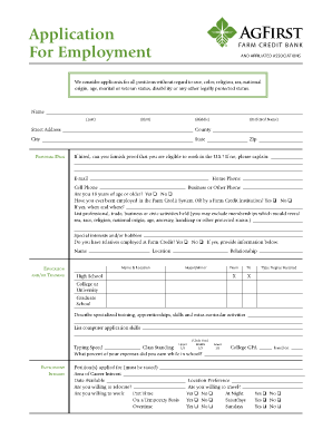 Farm Credit Employment Application