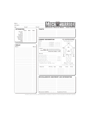MechWarrior Character Record Sheet