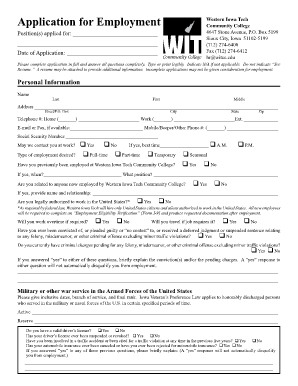 Western Iowa Tech Employment Application Form