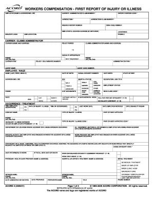 Workers Compensation First Report of Injury or Illness