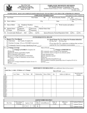NYS Health Insurance Transaction Form