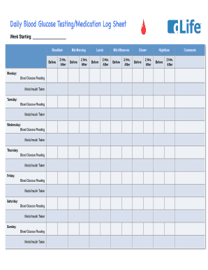 Daily Blood Glucose Testing/Medication Log Sheet! - dLife