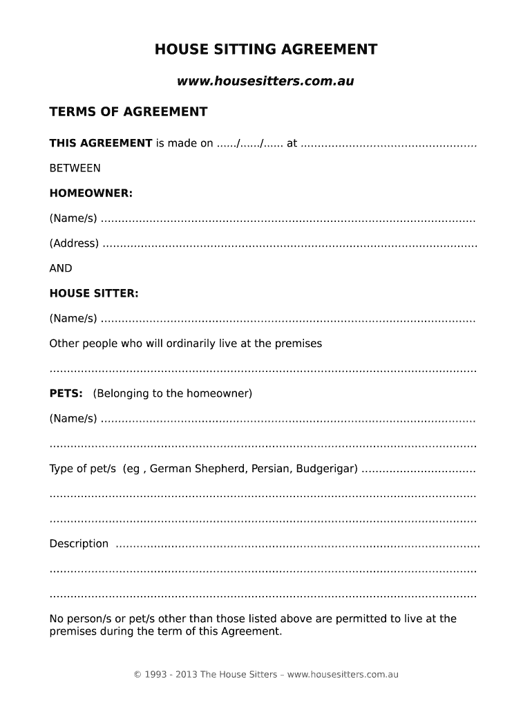 Pet Sitter Instructions Template Collection