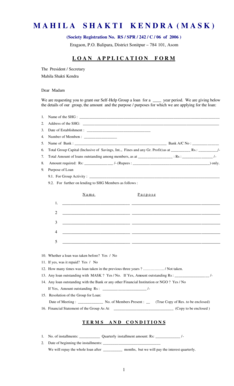 Loan Application Form for Self-Help Groups