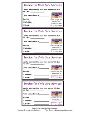 Invoice for Child Care Services