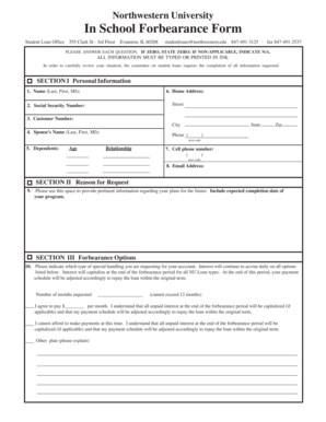 Northwestern University In School Forbearance Form