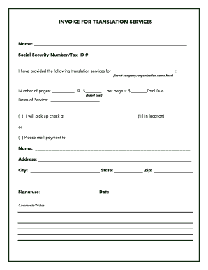 Invoice for Translation Services