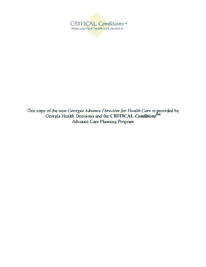 Georgia Advance Directive for Health Care