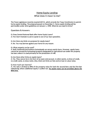 Texas Home Equity Loan Notice